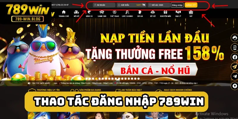Thao tác đăng nhập 789win rất dễ dàng